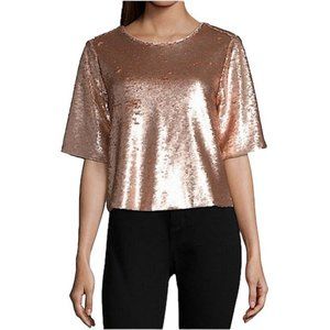 Peyton & Parker Cropped Sequined Cropped Top - Rose Gold - L